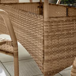 Furniturebox Antigua 6 Seat Garden Dining Set, Rattan in Beige - Size: 90x75x160 cm - thumbnail 5
