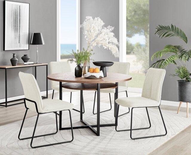Adley Brown Wood Storage Dining Table & 4 Halle Chairs - image 1
