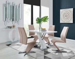 Sorrento 4 White High Gloss And Chrome Dining Table And 4 Luxury Willow Chairs Set - thumbnail 1
