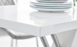Sorrento 4 White High Gloss And Chrome Dining Table And 4 Luxury Willow Chairs Set - thumbnail 2