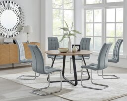 Santorini Brown Round Dining Table And 6 Murano Chairs