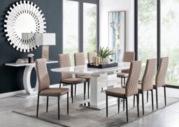 Arezzo Large Extending Dining Table and 8 Milan Black Leg Chairs - thumbnail 1