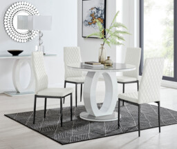 Giovani Round Grey 100cm Table and 4 Milan Black Leg Chairs - thumbnail 4