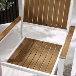 Furniturebox Dubai White & Wood Polywood 8 Seat Garden Dining Set, Aluminium in White/Natural - Size: 90x75x180 cm - thumbnail 5