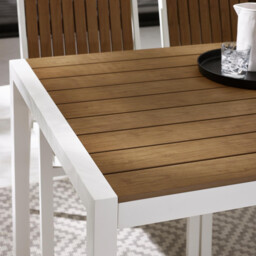 Dubai White & Wood Polywood 8 Seat Garden Dining Set - thumbnail 4