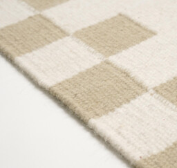 Matilda White & Beige Check Border Flatweave Rug - thumbnail 3
