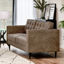 Jolene Brown Faux Leather 3 Seater Sofa - thumbnail 2