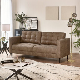 Jolene Brown Faux Leather 3 Seater Sofa - thumbnail 1