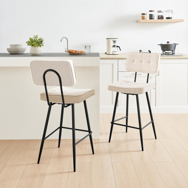 2x Braxton Cream Boucle Fabric Counter Stools - image 1