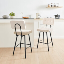 2x Braxton Cream Boucle Fabric Counter Stools