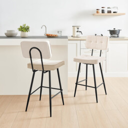2x Braxton Cream Boucle Fabric Counter Stools - thumbnail 1