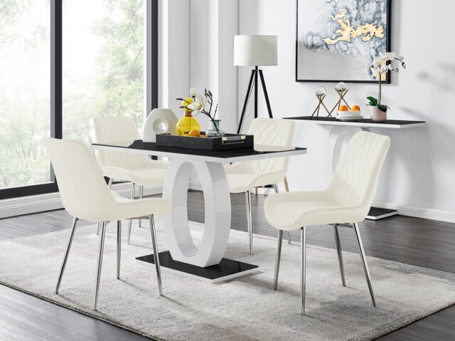 Giovani 4 Black Dining Table & 4 Pesaro Silver Leg Chairs - image 1
