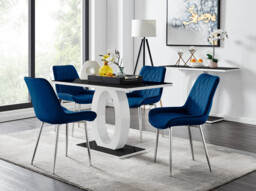 Giovani 4 Black Dining Table & 4 Pesaro Silver Leg Chairs - thumbnail 4