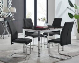 Enna Black Glass Extending Dining Table and 4 Lorenzo Chairs - thumbnail 1