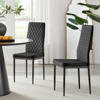 4x Milan Black Hatched Velvet Dining Chairs Black Legs - image 1