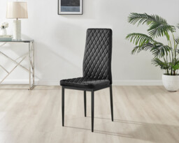 4x Milan Black Hatched Velvet Dining Chairs Black Legs - thumbnail 4