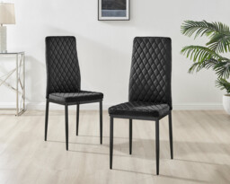 4x Milan Black Hatched Velvet Dining Chairs Black Legs - thumbnail 2