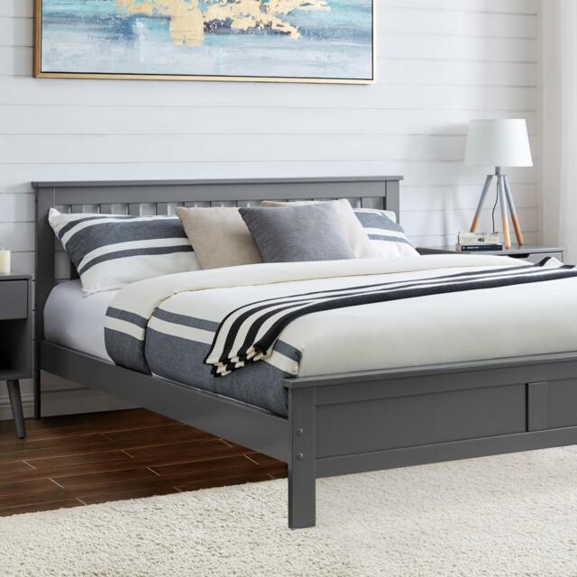 Furniturebox Azure Solid Pine King Bed Frame, Polyester in Grey - Size: 162x88x208 cm - image 1