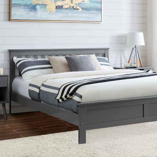 Azure Grey Solid Pine King Bed Frame - image 1