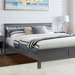 Furniturebox Azure Solid Pine King Bed Frame, Polyester in Grey - Size: 162x88x208 cm - thumbnail 1
