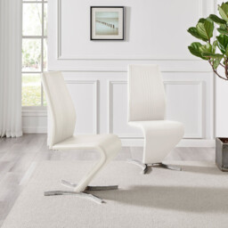 2x Willow White Faux Leather 'Z' Dining Chairs - thumbnail 2