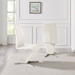 2x Willow White Faux Leather 'Z' Dining Chairs - thumbnail 3