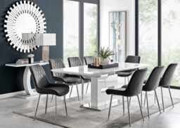 Arezzo Large Extending Dining Table and 8 Pesaro Silver Leg Chairs - thumbnail 2