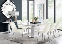 Arezzo Large Extending Dining Table and 8 Pesaro Silver Leg Chairs - thumbnail 1