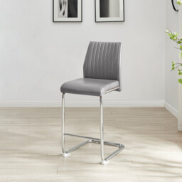 2x Lorenzo Elephant Grey Faux Leather Counter Stools - thumbnail 4