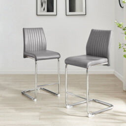 2x Lorenzo Elephant Grey Faux Leather Counter Stools - thumbnail 2