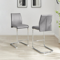 2x Lorenzo Elephant Grey Faux Leather Counter Stools - thumbnail 3