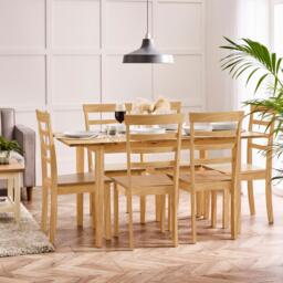 Salcombe Extending Oak Effect Wooden Table & 6 Whitby Dining Chairs - thumbnail 1