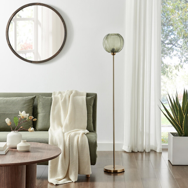 Nadine Green Glass Globe Standing Floor Lamp - image 1