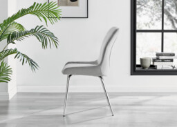 2x Nora Light Grey Velvet Dining Chairs Silver Legs - thumbnail 4