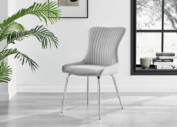 2x Nora Light Grey Velvet Dining Chairs Silver Legs - thumbnail 2