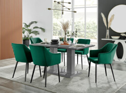 Imperia High Gloss Grey Dining Table & 6 Calla Black Leg Chairs - thumbnail 4