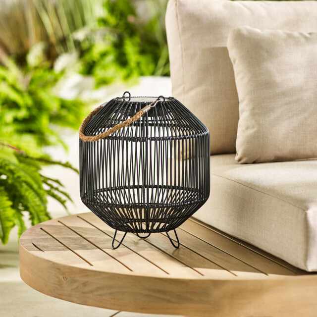 Naples Black Rattan Hanging Solar Outdoor Lantern - image 1