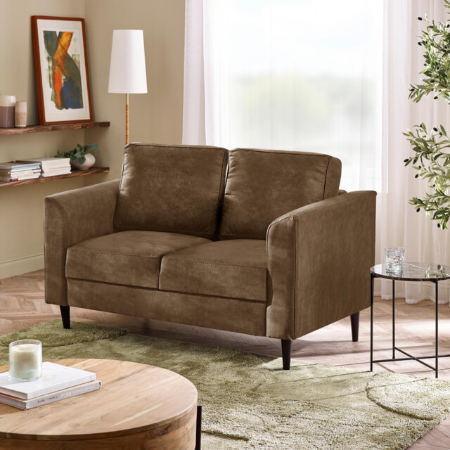 Logan Brown Faux Leather 2 Seater Sofa - image 1