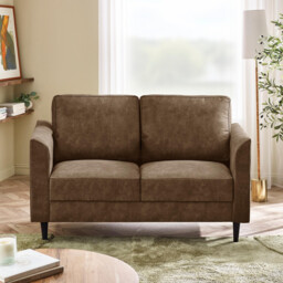 Logan Brown Faux Leather 2 Seater Sofa - thumbnail 2