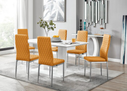 Imperia White High Gloss Dining Table And 6 Milan Chairs Set - thumbnail 3