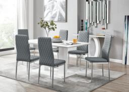Imperia White High Gloss Dining Table And 6 Milan Chairs Set - thumbnail 2
