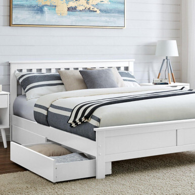 Azure White Solid Pine King Bed Frame + 4 Drawers - image 1
