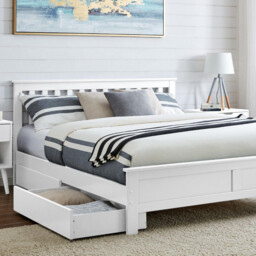 Azure White Solid Pine King Bed Frame + 4 Drawers - thumbnail 1