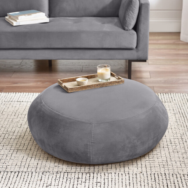 Otis Grey Velvet Footstool - image 1