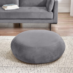 Otis Grey Velvet Footstool - thumbnail 2