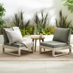 2x Brisa Limewash Wood and Grey Garden Chairs Set - thumbnail 2
