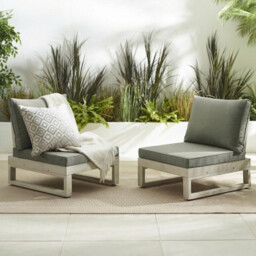 2x Brisa Limewash Wood and Grey Garden Chairs Set - thumbnail 1