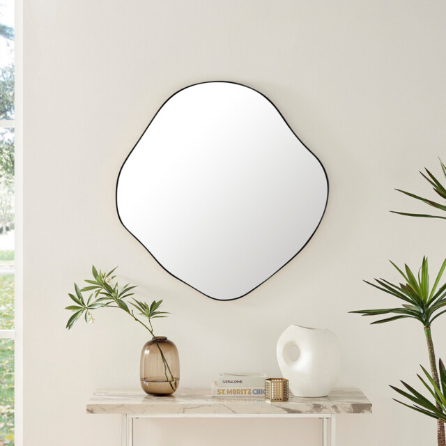 Vita Black Irregular Pebble Wall Mirror - image 1