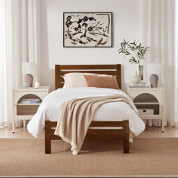 Declan Walnut Solid Pine Single Bed Frame - thumbnail 2