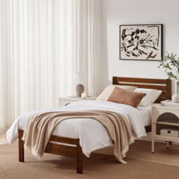 Declan Walnut Solid Pine Single Bed Frame - thumbnail 1